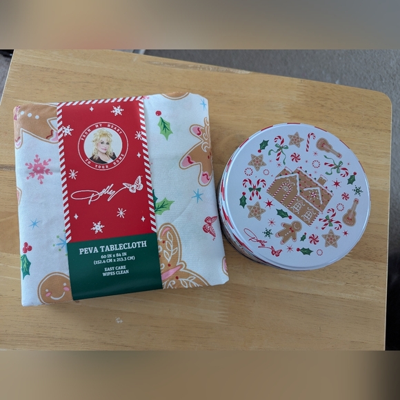 Dolly Parton Other - Dolly Parton Christmas Gingerbread Tablecloth and Tin Set